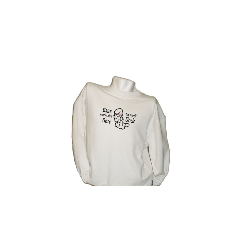 Sweater Bass moet je niet horen die moet je voelen(wit)