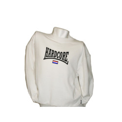 Sweater wit Hardcore logo NL vlag(wit)